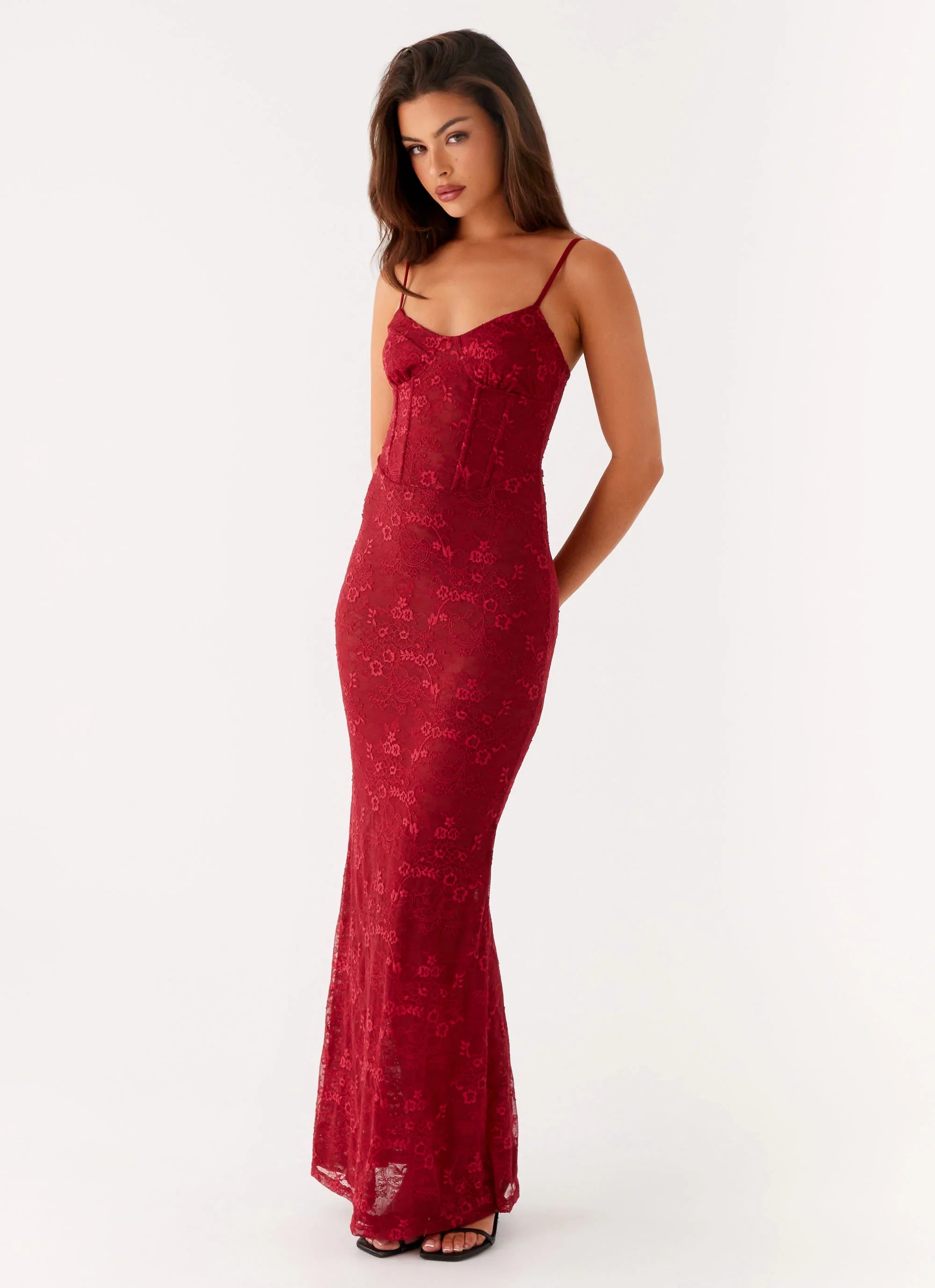 Rosa Corset Maxi Dress - Red