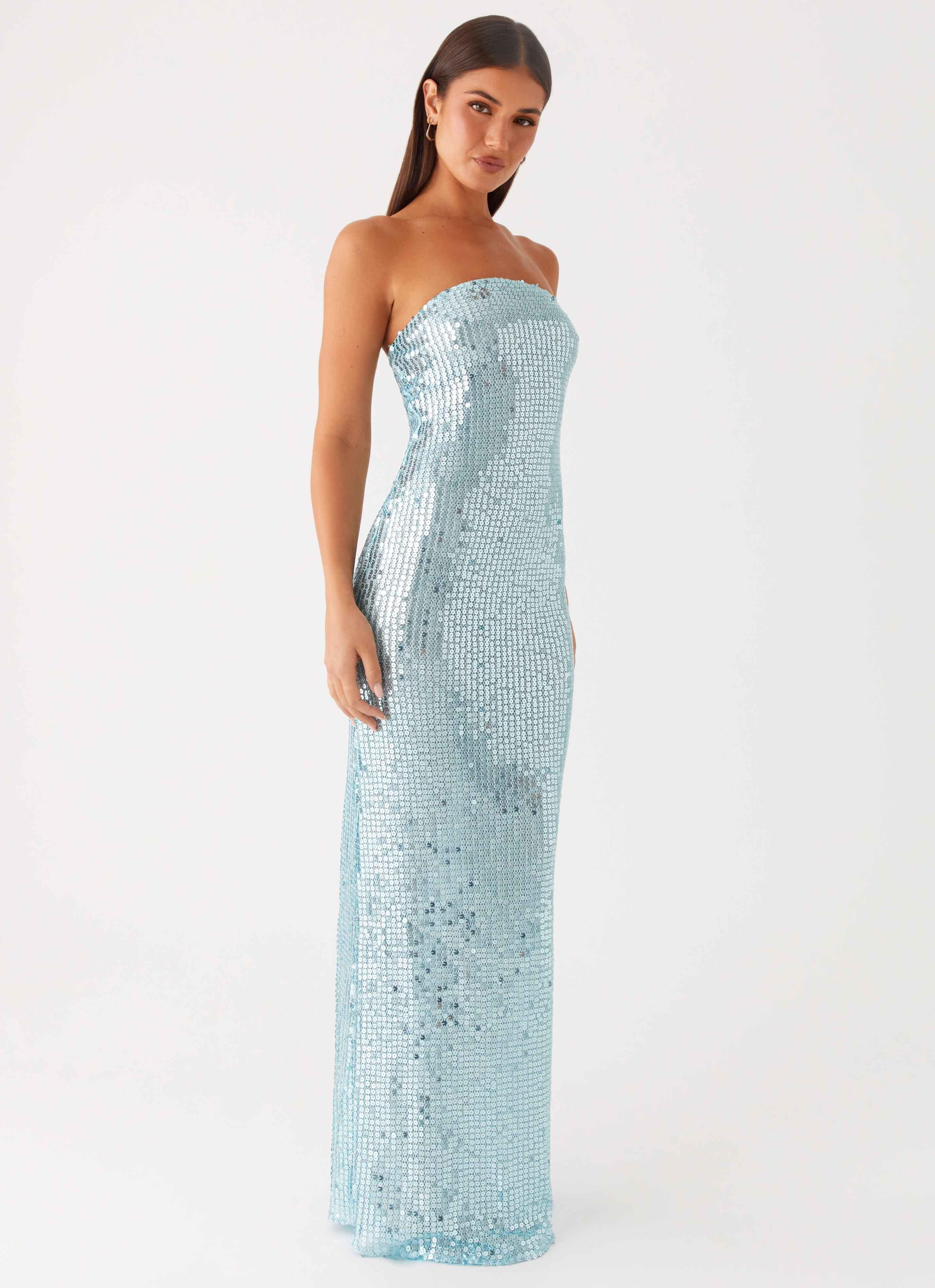 Lyric Sequin Maxi Dress - Turquoise