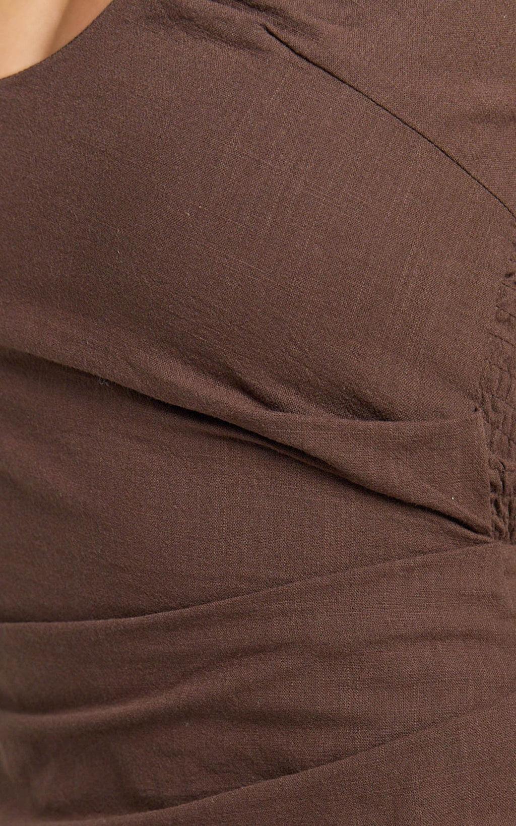 Murray Midi Dress - Deep U Halter Neck Dress in Chocolate