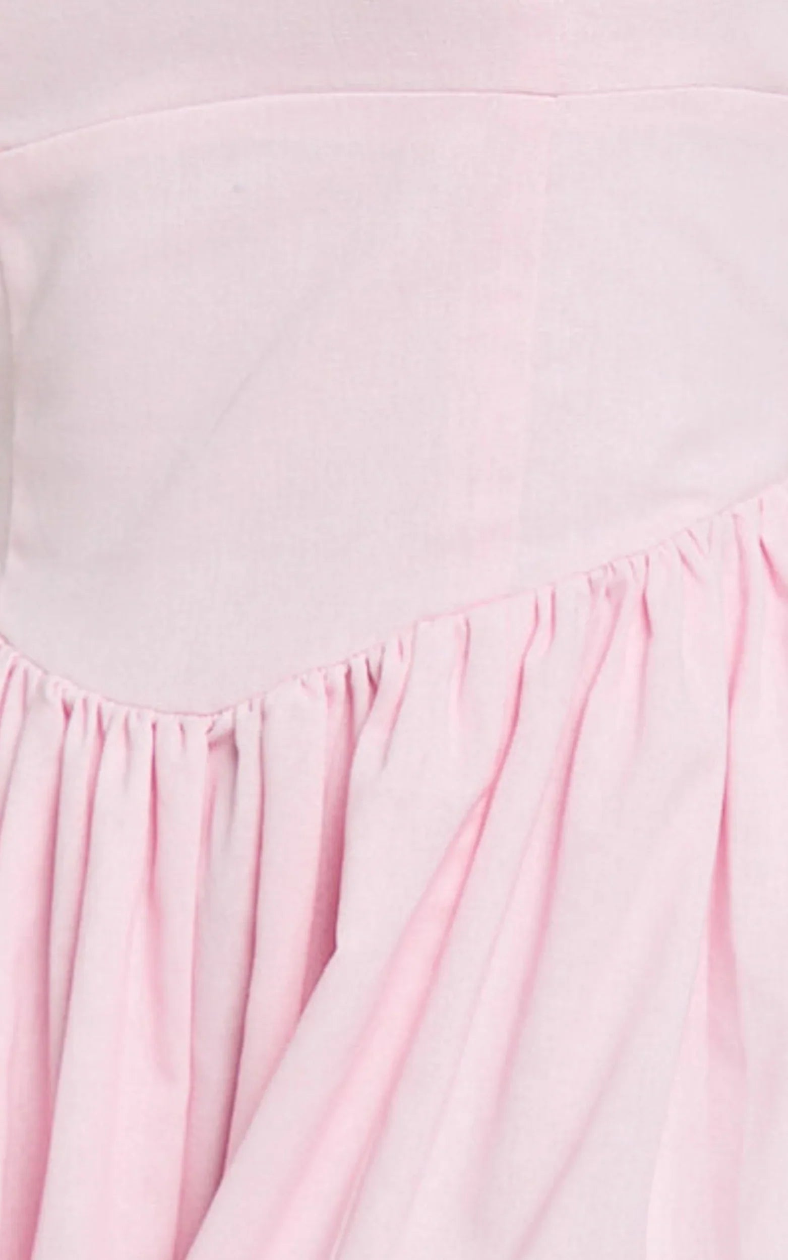 Morris Midi Dress - Linen Scoop Neck Gathered Dress in Pink